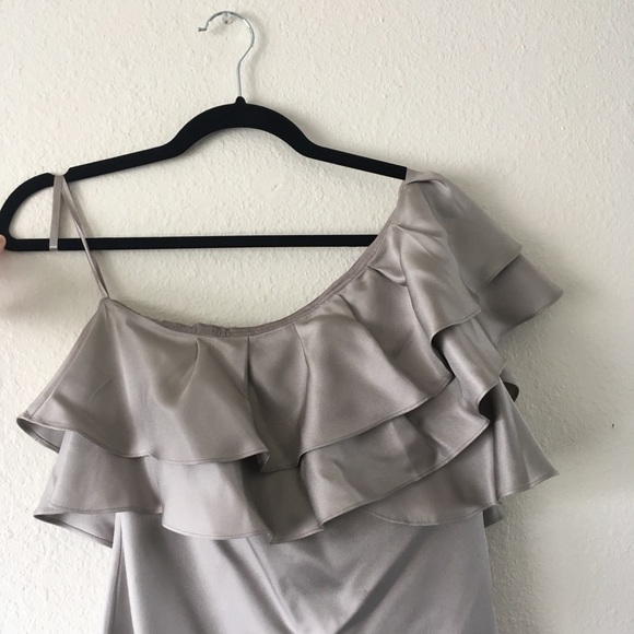 Silk Banana Republic One-Shoulder Ruffle Dress - Picture 3 of 8
